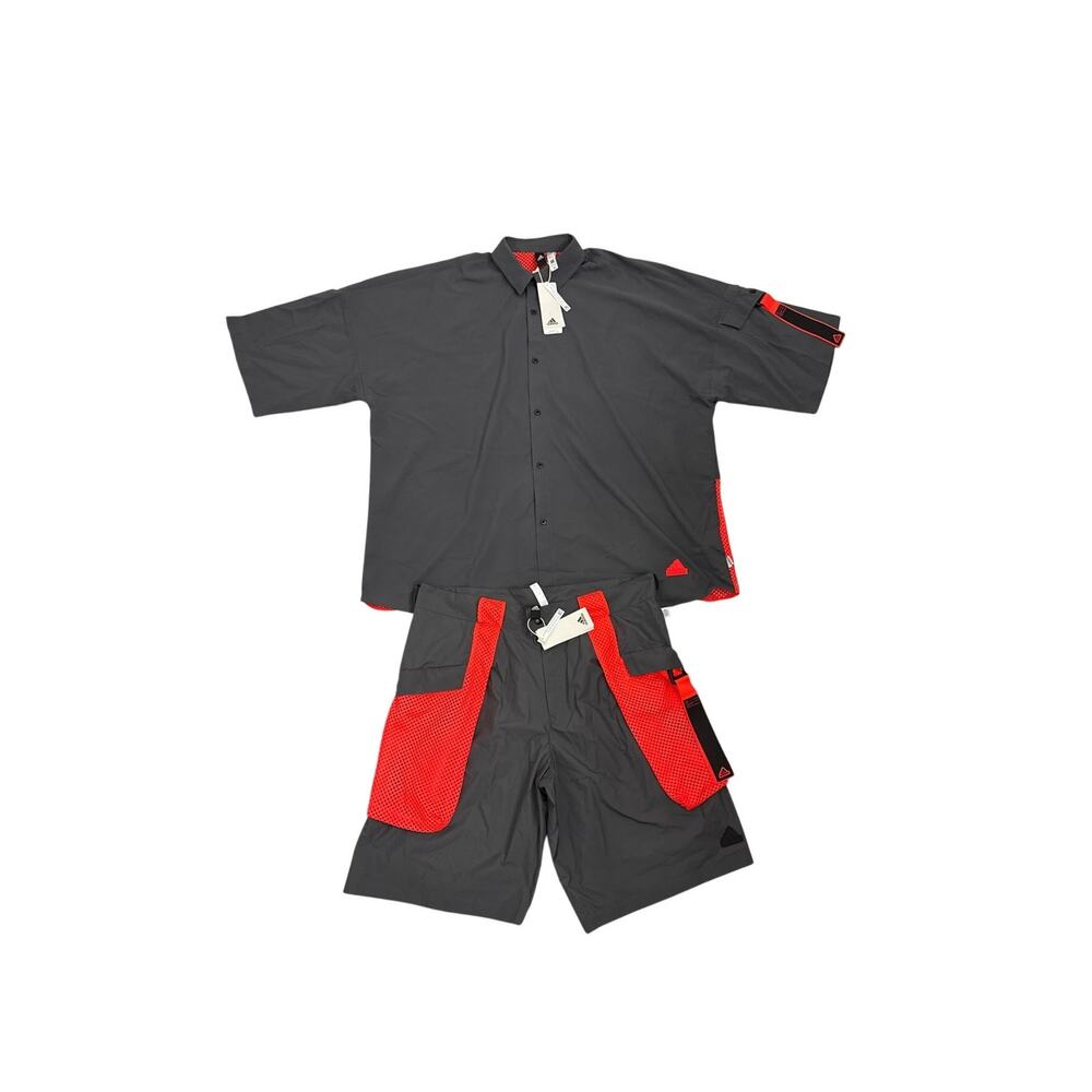 Adidas City Escape Grey Orange Athletic Two Piece Outfit Size Men's Large NWT